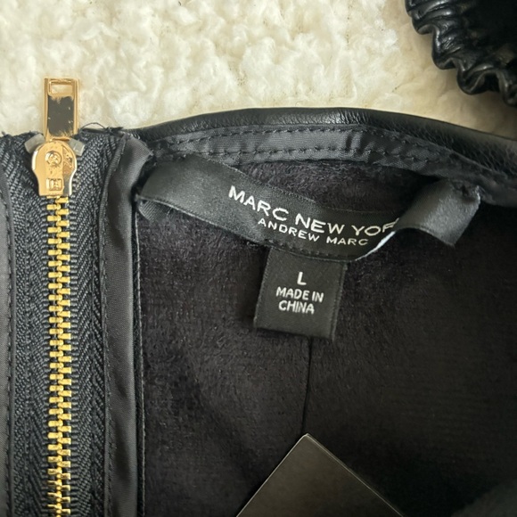 NWT Mark New York Black Faux Leather Puff Sleeve Top Size Large - NWT - Picture 7 of 9